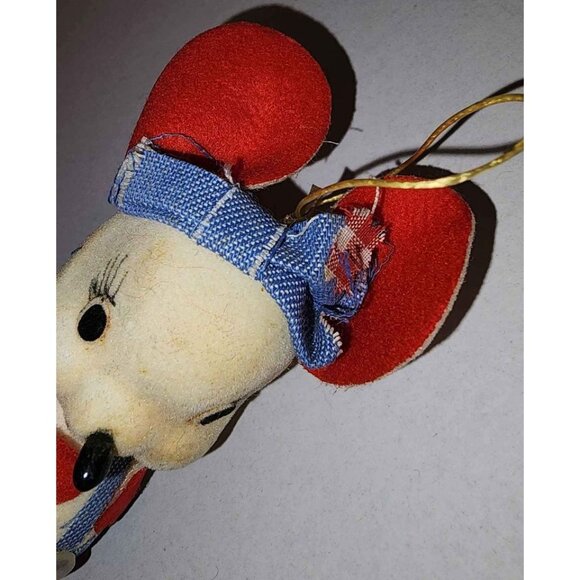 Vintage Japanese Mouse Ornament With Denim Overalls & Red Accents - Collectible - Picture 6 of 9